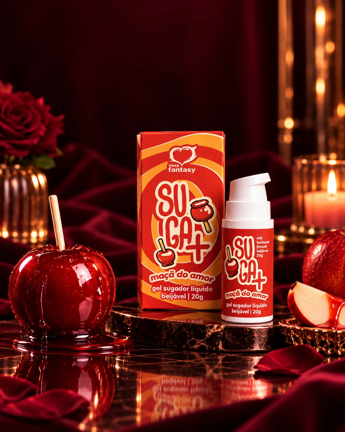Suga+ Maçã do Amor em cenário MIH’MOSA